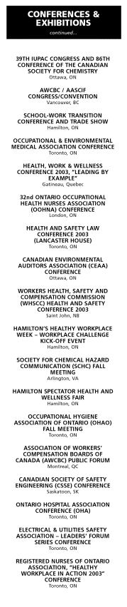 Conferences and Exhibitions, continued