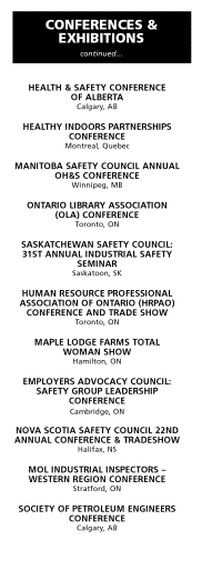 Conferences and Exhibitions, continued