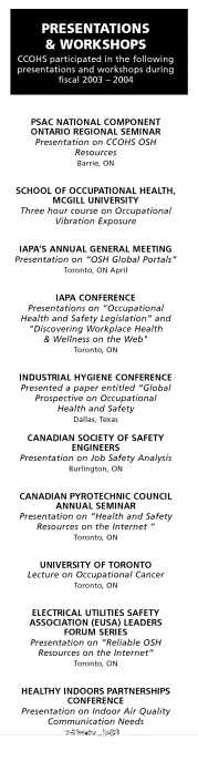 Presentations and Workshops