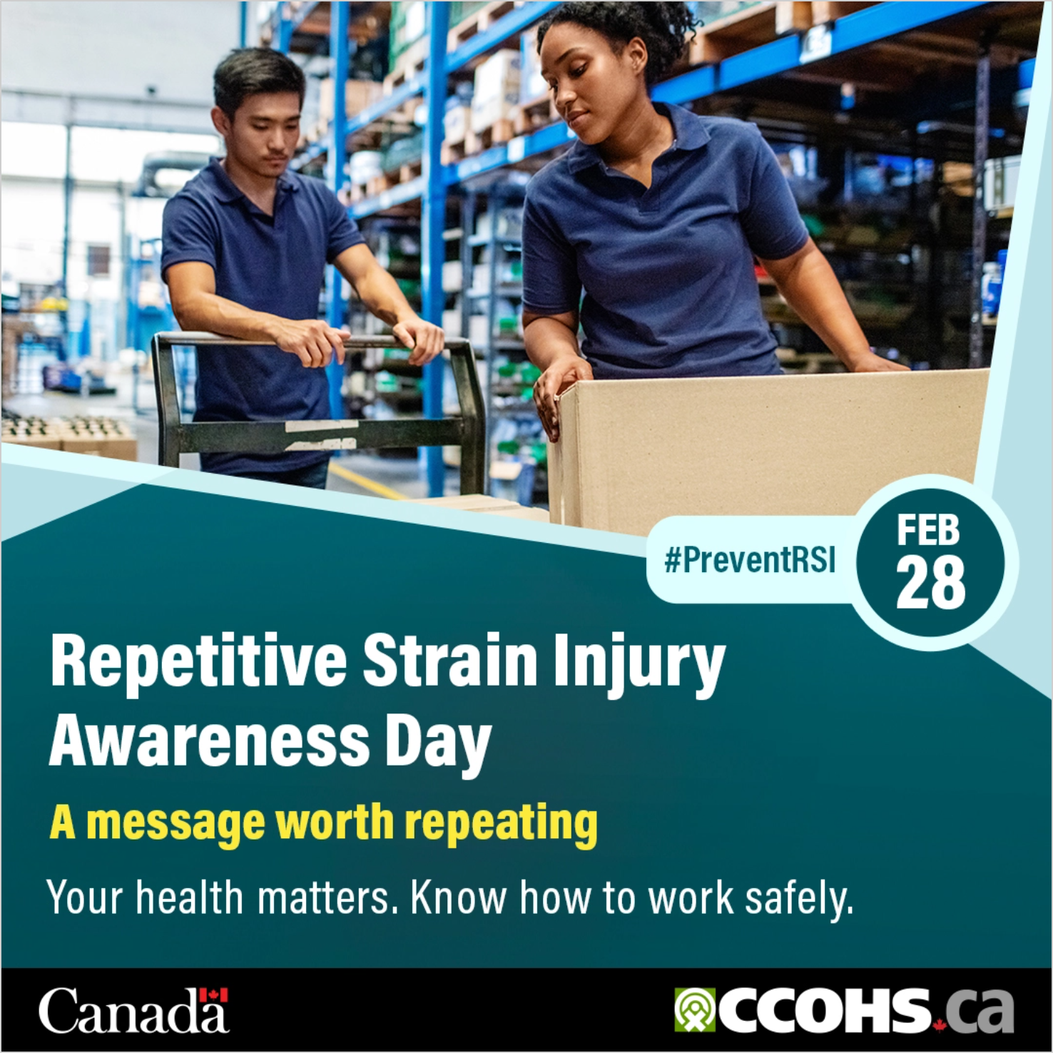 International Repetitive Strain Injury (RSI) Awareness Day. Your health matters. Know how to work safely.