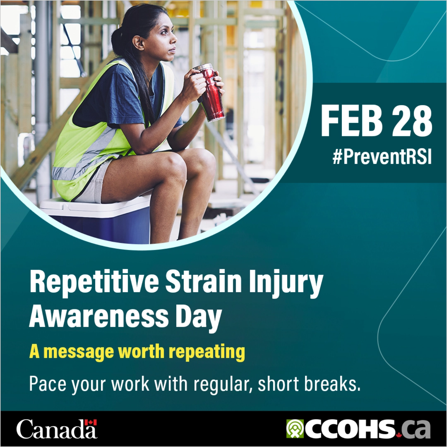 International Repetitive Strain Injury (RSI) Awareness Day. Pace your work with regular, short breaks.