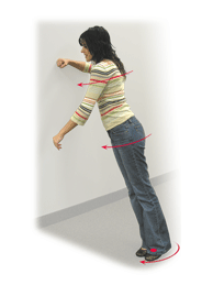 Figure 7B - While pivoting on the balls of your feet, turn slowing toward the wall