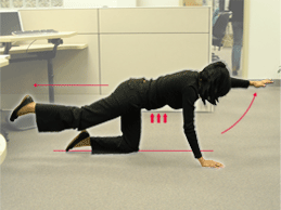 Figure 4 - As you push your leg backwards, raise the opposite arm in front of you