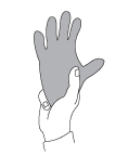 Figure 3 - Squeeze inflated portion of glove with left hand, causing rubber to expand and magnify any defect.