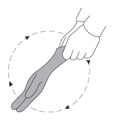 Figure 2 - Swing glove outward and over towards the face, two or three times, trapping air inside.