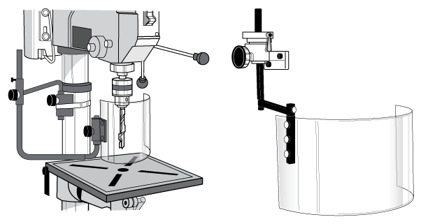 Drill press with guard