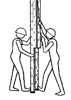 Brace ladder using helper's feet