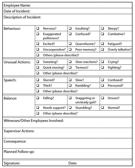 Sample Tool - Responding to Suspected Impairment