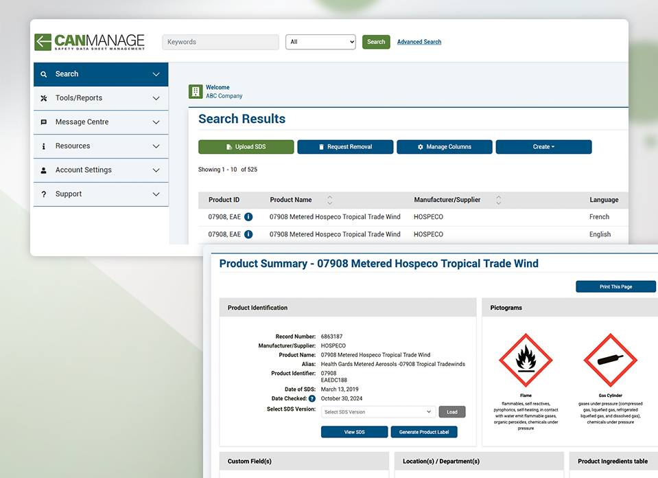 A screenshot of the CANManage interface