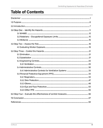 Snapshot of the publication's Table of Contents