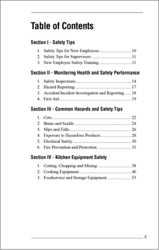 Snapshot of the publication's Table of Contents