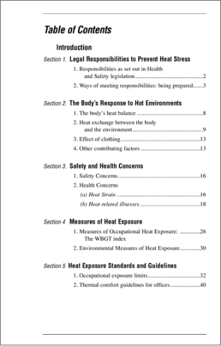 Snapshot of the publication's Table of Contents