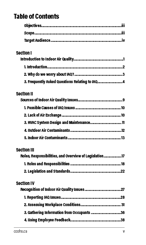 Snapshot of the publication's Table of Contents
