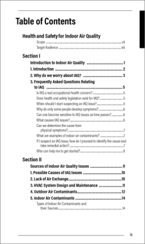 Snapshot of the publication's Table of Contents