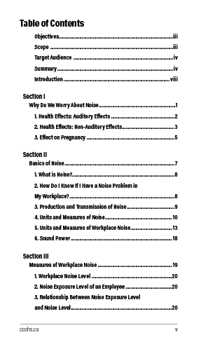 Snapshot of the publication's Table of Contents