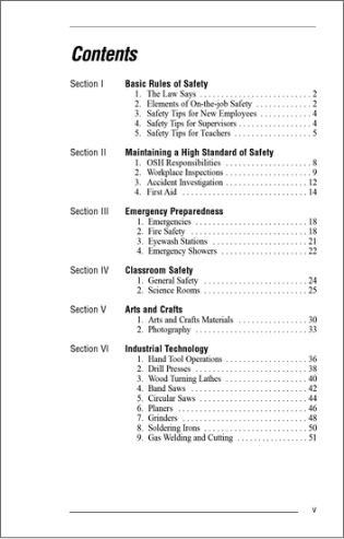 Snapshot of the publication's Table of Contents