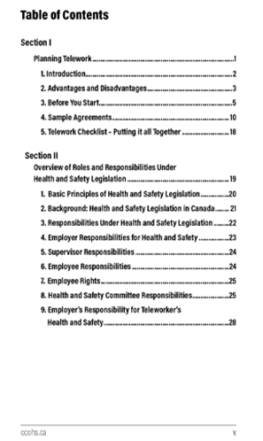 Snapshot of the publication's Table of Contents