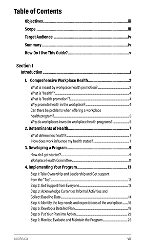 Snapshot of the publication's Table of Contents