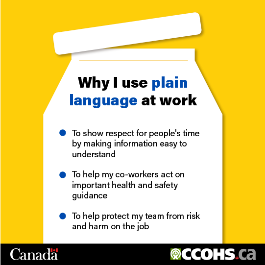 A bulleted list of three reasons to use plain language at work