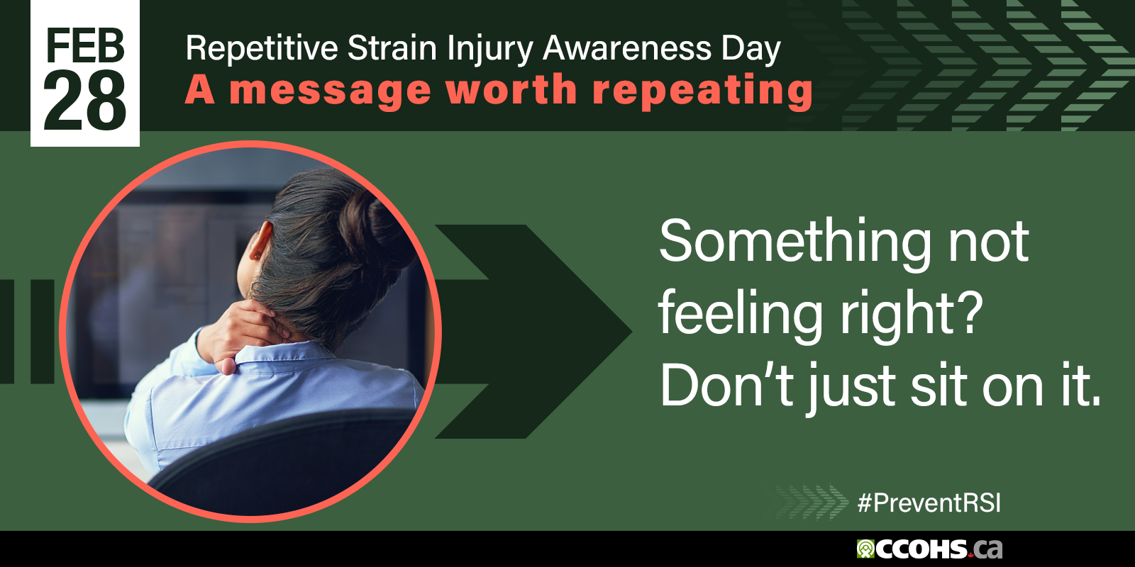 International Repetitive Strain Injury (RSI) Awareness Day. It’s not a race. Watch your pace.